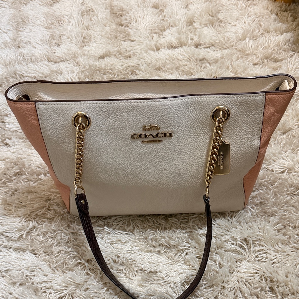 Coach Cream And Pink Tote Bag